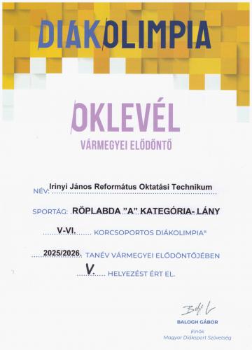 Roplabda lany oklevel 2025